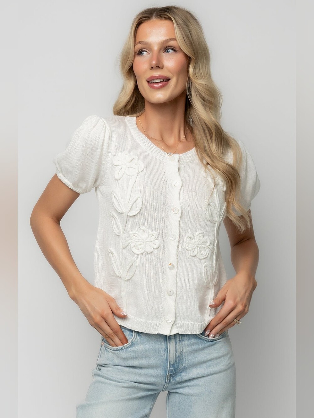 BALTIC BORN Eulalie Floral Cardigan White Size Small